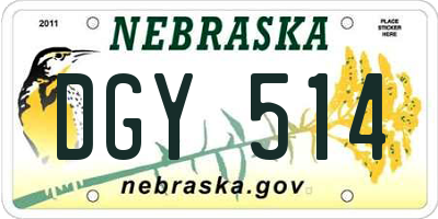 NE license plate DGY514