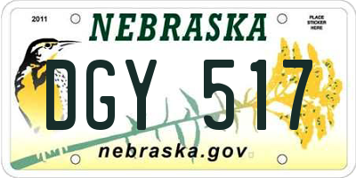 NE license plate DGY517