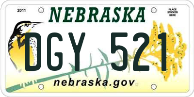 NE license plate DGY521