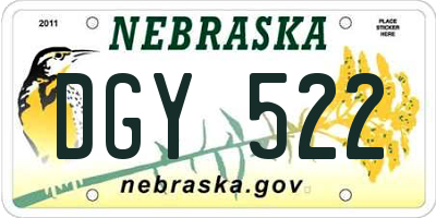 NE license plate DGY522