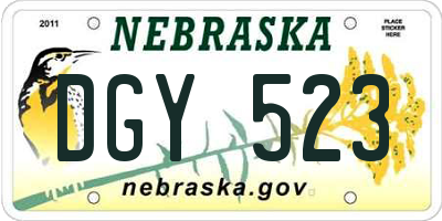 NE license plate DGY523