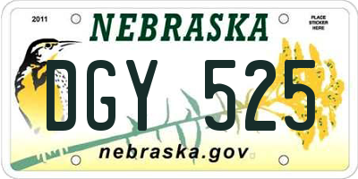 NE license plate DGY525