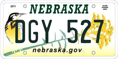 NE license plate DGY527