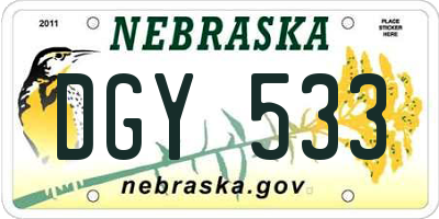 NE license plate DGY533