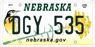 NE license plate DGY535
