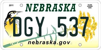 NE license plate DGY537