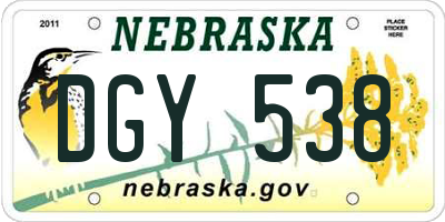 NE license plate DGY538