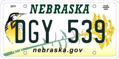 NE license plate DGY539