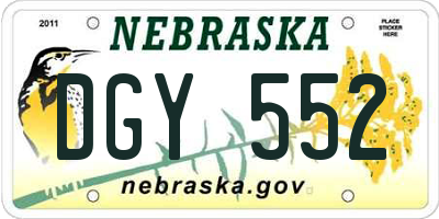 NE license plate DGY552