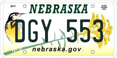 NE license plate DGY553