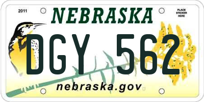 NE license plate DGY562