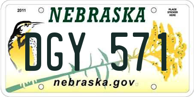 NE license plate DGY571