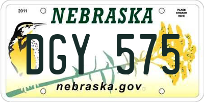 NE license plate DGY575