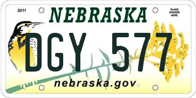 NE license plate DGY577