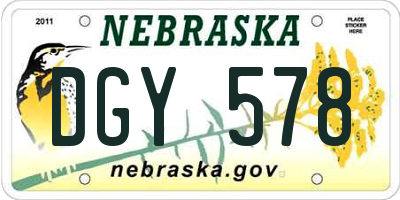 NE license plate DGY578