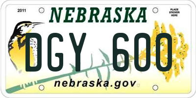 NE license plate DGY600