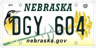 NE license plate DGY604