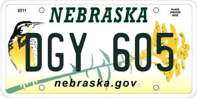 NE license plate DGY605