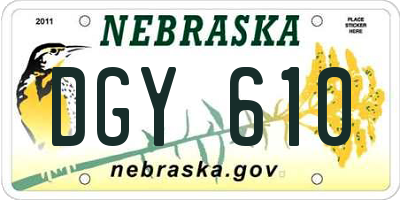 NE license plate DGY610