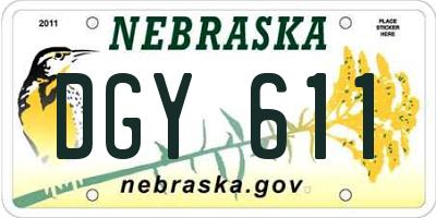 NE license plate DGY611