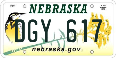 NE license plate DGY617
