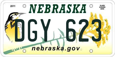 NE license plate DGY623