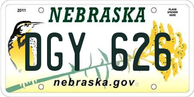NE license plate DGY626