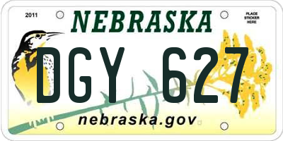 NE license plate DGY627