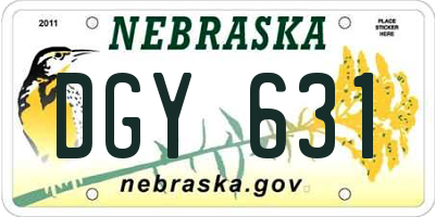 NE license plate DGY631