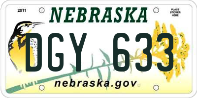 NE license plate DGY633