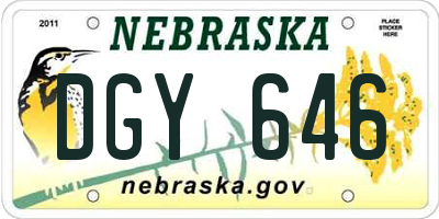 NE license plate DGY646