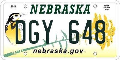 NE license plate DGY648