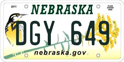 NE license plate DGY649