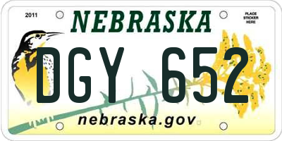 NE license plate DGY652