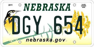 NE license plate DGY654