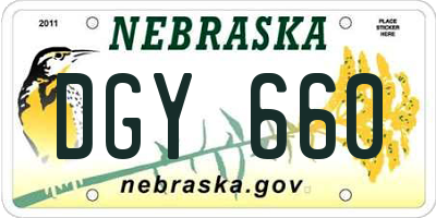 NE license plate DGY660