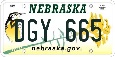 NE license plate DGY665