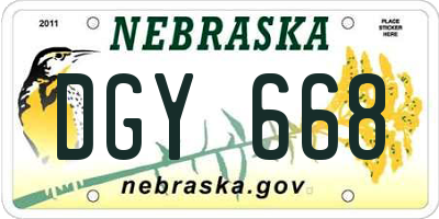 NE license plate DGY668