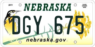 NE license plate DGY675