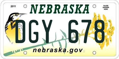 NE license plate DGY678