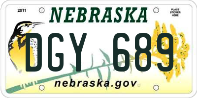 NE license plate DGY689