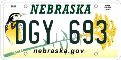 NE license plate DGY693