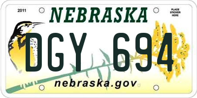 NE license plate DGY694