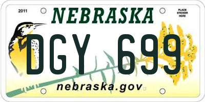 NE license plate DGY699