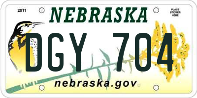 NE license plate DGY704