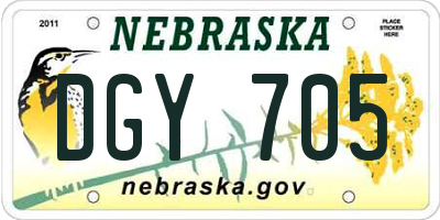 NE license plate DGY705