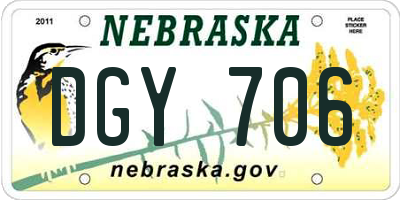 NE license plate DGY706