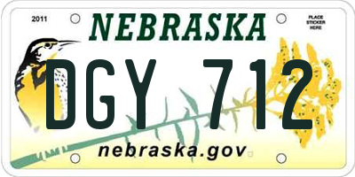 NE license plate DGY712