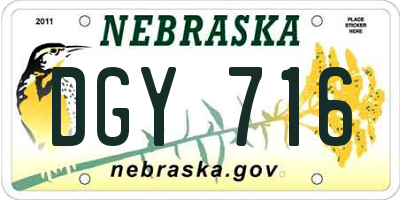 NE license plate DGY716