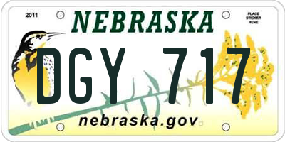 NE license plate DGY717